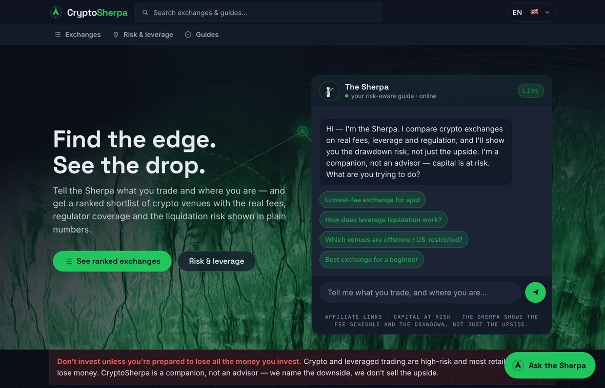 CryptoSherpa — homepage