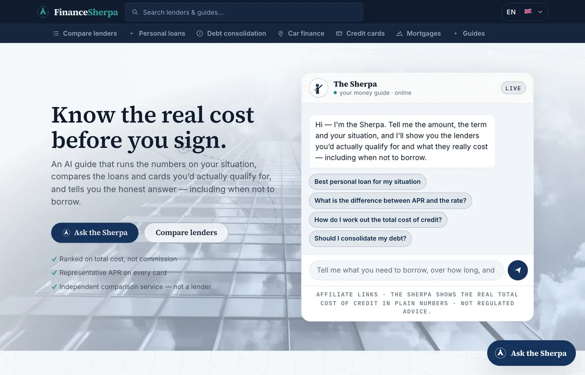 FinanceSherpa — homepage
